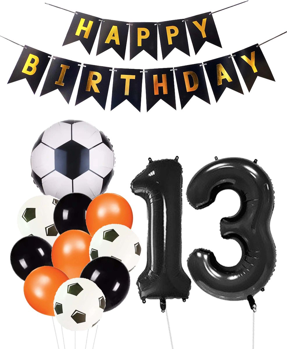 Cijfer Ballon 13 | Snoes Champions Voetbal Plus - Ballonnen Pakket | Oranje en Zwart